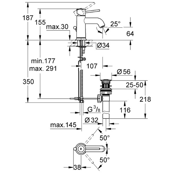 Смеситель для раковины Grohe BauСlassiс хром (23161000)