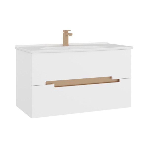 Тумба подвесная Orka Lodi 1000x500x570 с раковиной белый, золото (5005886) Тумба подвесная Orka Lodi 1000x500x570 с раковиной белый, золото (5005886)