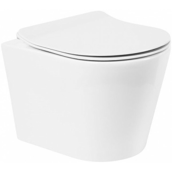 Унитаз подвесной BelBagno Flay-R белый безободковый без сиденья (BB053CHR) Унитаз подвесной BelBagno Flay-R белый безободковый без сиденья (BB053CHR)