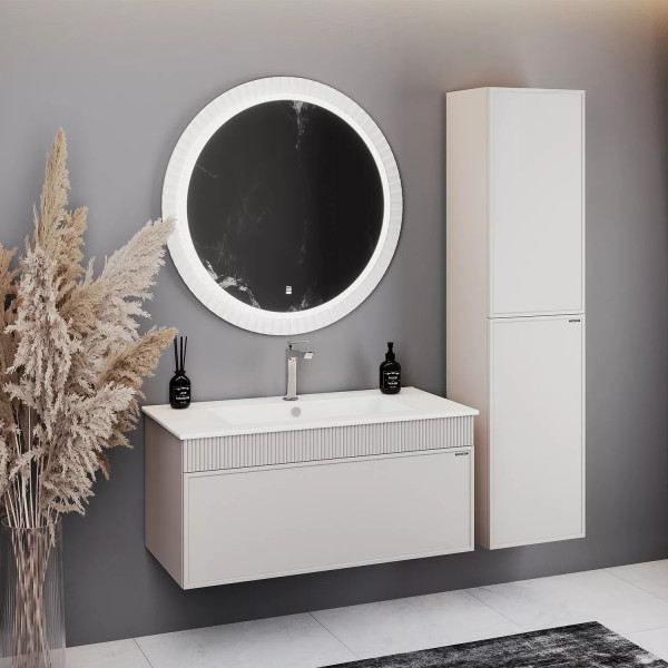 Пенал подвесной Comforty Мадрид 400x400x1600 серый шёлк (00-00017855)