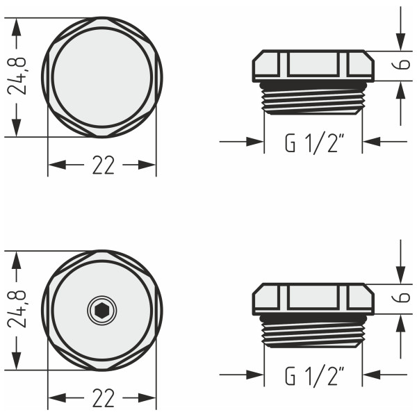 Спускной клапан Заглушка Сунержа d 25 мм G 1/2" НР 2 шт матовый черный (31-1201-0000)