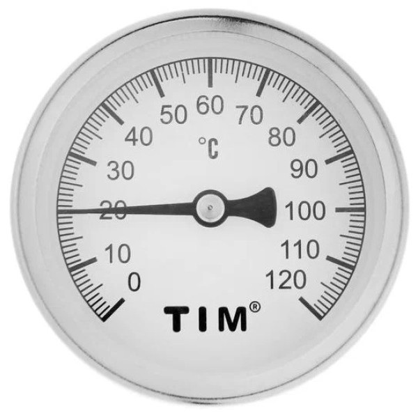 Термометр TIM 1/2" 0-120 6 бар аксиальный, биметалл (Y-63A-50-120)