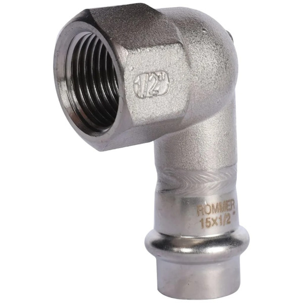 Переход угловой 15х1/2"В Rommer из нержавеющей стали (пресс) (RSS-0009-001512) Переход угловой 15х1/2"В Rommer из нержавеющей стали (пресс) (RSS-0009-001512)