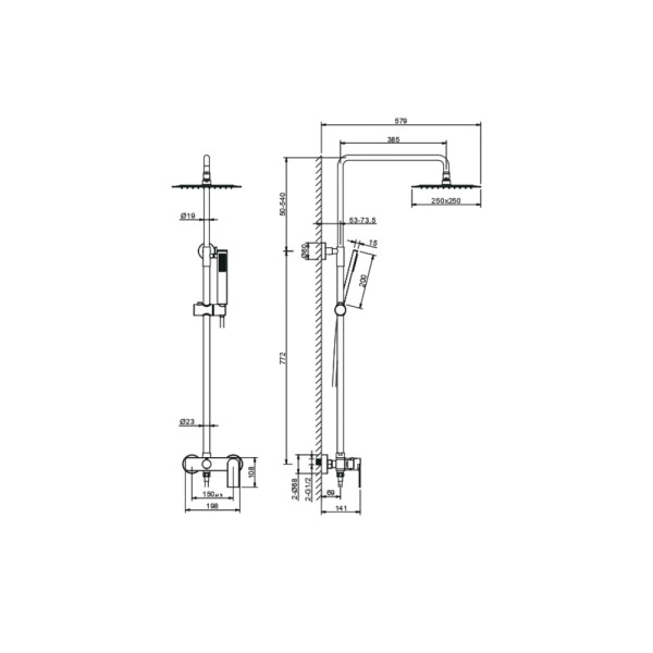Душевая система Aquatek Лира черный матовый (AQ2465MB)