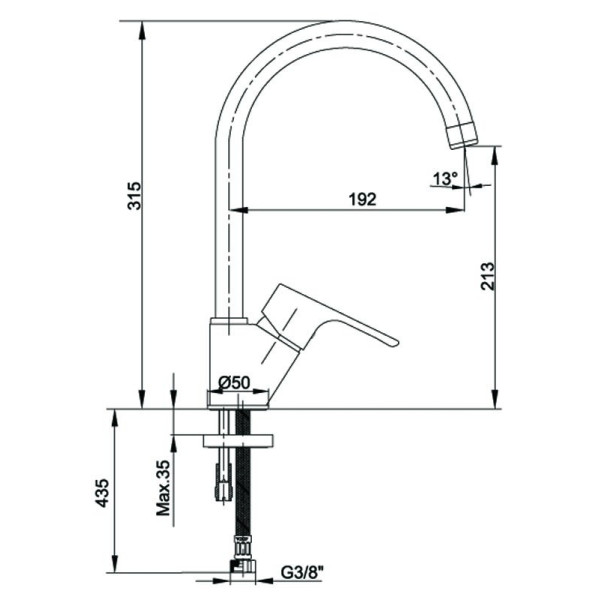 Смеситель для кухни E.C.A Niobe (102118098EX) Смеситель для кухни E.C.A Niobe (102118098EX)