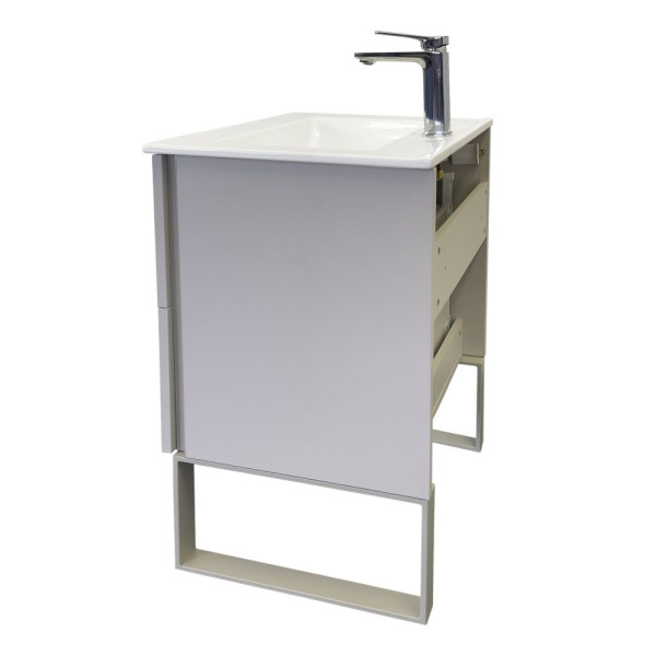 Тумба напольная Comforty Асти 610x850x465 белый глянцевый с раковиной (00-00019361)