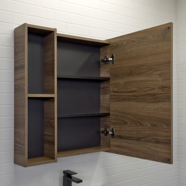 Шкаф зеркальный Comforty Соло 700x45x800 дуб темно-коричневый (00-00011589)