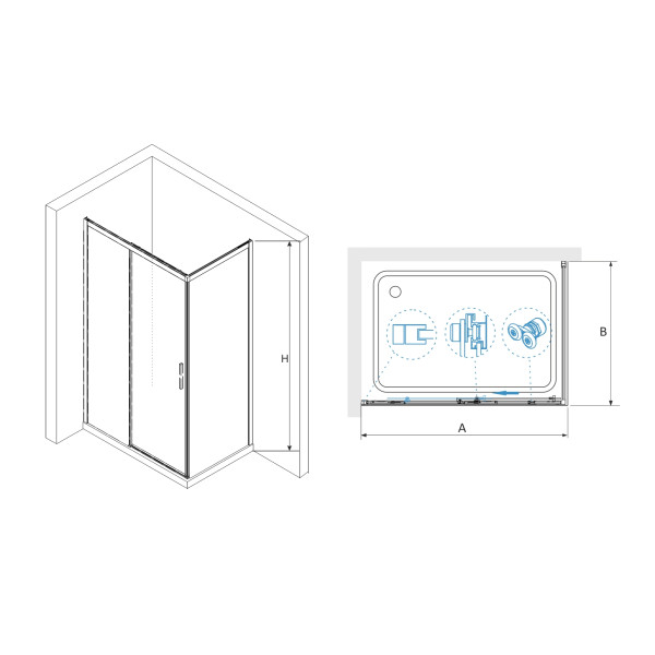 Душевой уголок RGW LE-41-1 (LE-12 + Z-060-2) 1300x900 стекло прозрачное, профиль хром (341241139-011)