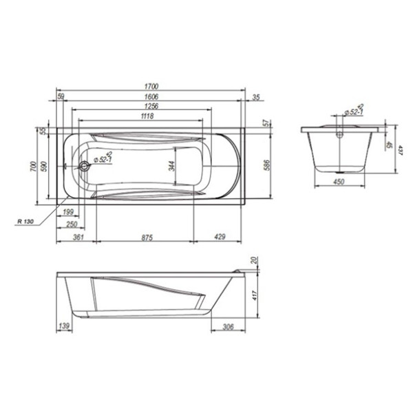 Ванна акриловая AM.PM Sense New 170х70 (W76A-170-070W-A)