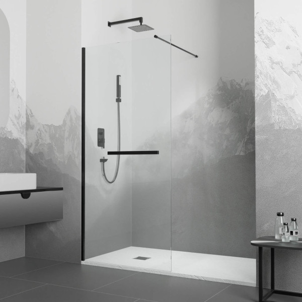 Душевое ограждение RGW Walk In 100x195 стекло прозрачное, профиль черный (35104010-14)