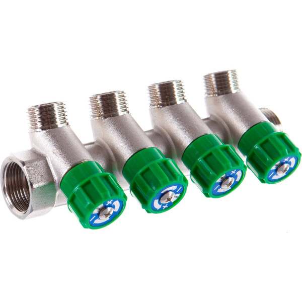 Коллектор 4 отв. регулируемый 3/4"*1/2(16) Kromwell (никель) (EU.ST3078145 4x34x12_k)