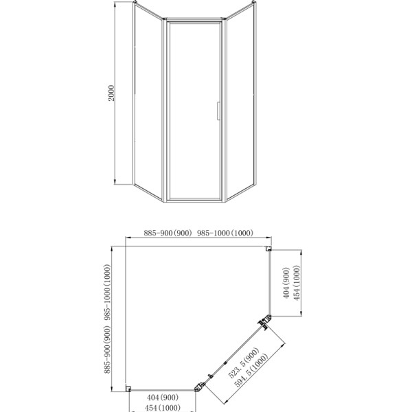 Душевой уголок Azario Richmond 90х90х200 стекло прозрачное, профиль черный (AZ-NAG3231 900 Black)