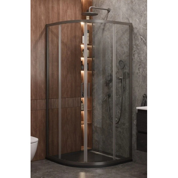 Душевой уголок Cezares Molveno 90x90x195 стекло прозрачное, профиль оружейная сталь (MOLVENO-R-2-90-C-GM-IV) Душевой уголок Cezares Molveno 90x90x195 стекло прозрачное, профиль оружейная сталь (MOLVENO-R-2-90-C-GM-IV)