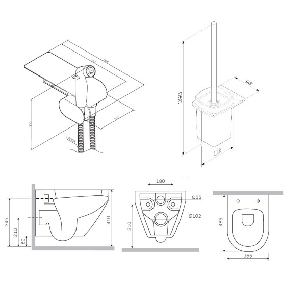 Унитаз подвесной AM.PM Spirit V2.0 с гигиеническим душем, черный CK70H1103B Унитаз подвесной AM.PM Spirit V2.0 с гигиеническим душем, черный CK70H1103B
