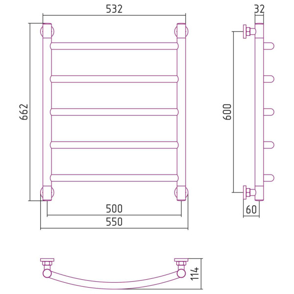 Полотенцесушитель водяной Сунержа Галант+ 600х500 белый (12-0200-6050)