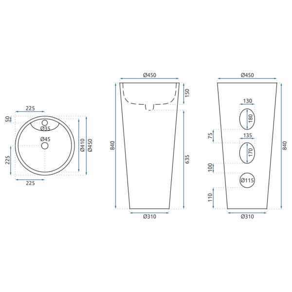 Раковина напольная Rea Anya 45x45 белый (REA-U6503) Раковина напольная Rea Anya 45x45 белый (REA-U6503)