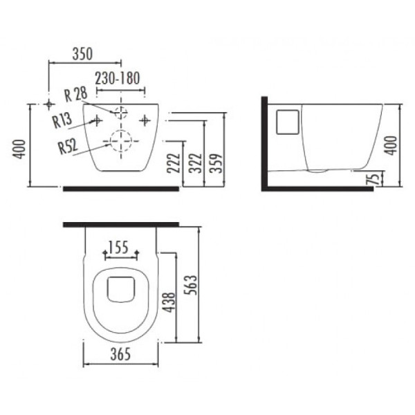 Унитаз подвесной Creavit Favori 36,5x56,3x32,5 белый (FR320.00100)
