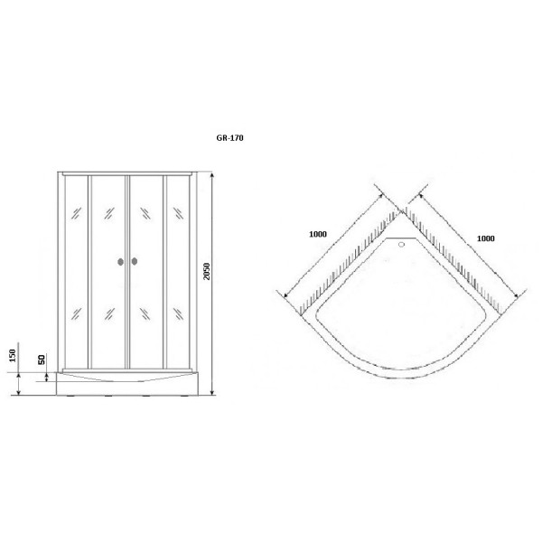Душевая кабина Grossman 100x100 стекло матовое, профиль хром (GR-170) Душевая кабина Grossman 100x100 стекло матовое, профиль хром (GR-170)