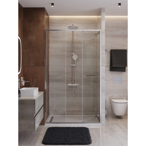 Душевая дверь Cezares Lux 130x195 стекло прозрачное, профиль хром (LUX-B-FS-11-130-C-CR)