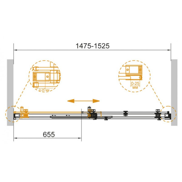 Душевая перегородка Cezares Stylus-soft 150x195 стекло прозрачное, профиль хром (STYLUS-SOFT-BF-1-150-C-Cr)
