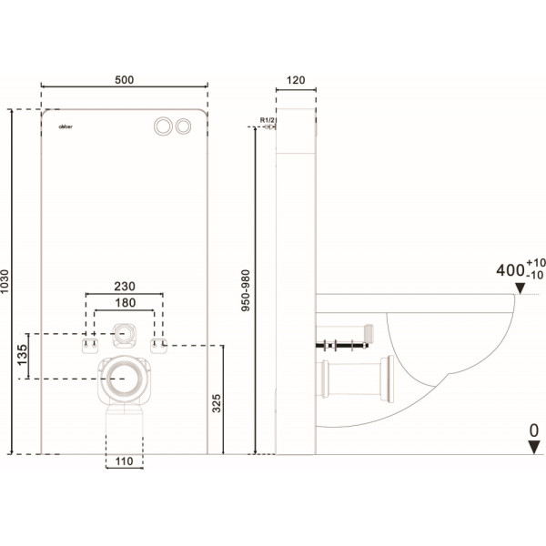 Инсталляция Abber для подвесного унитаза, белый (AC0107MW)