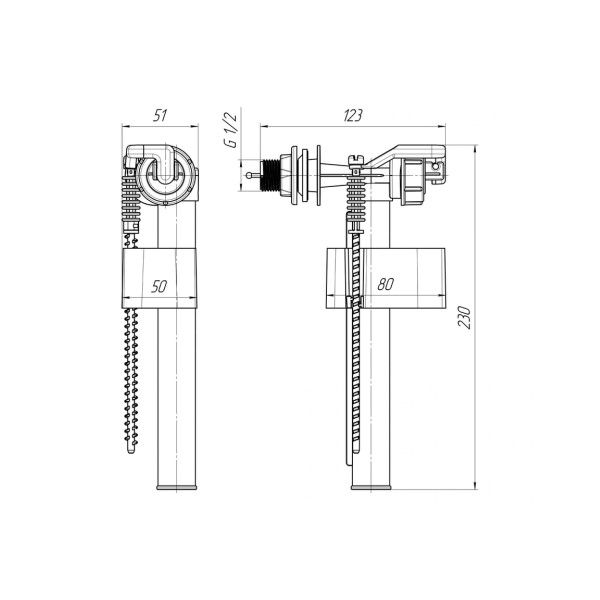 Клапан впускной боковой подвод 1/2" АНИ (с пластиковым штуцером эконом) АНИ пласт (WC5050)