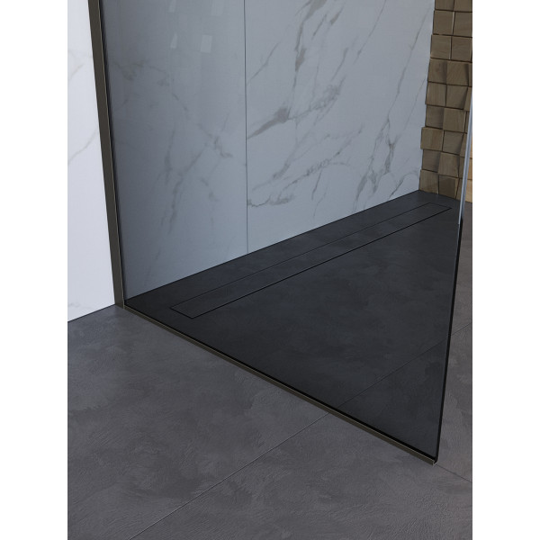 Душевое ограждение BelBagno Uno 90x200 стекло тонированное графит, профиль оружейная сталь матовая (UNO-L-1-TB-90-GR-GM)