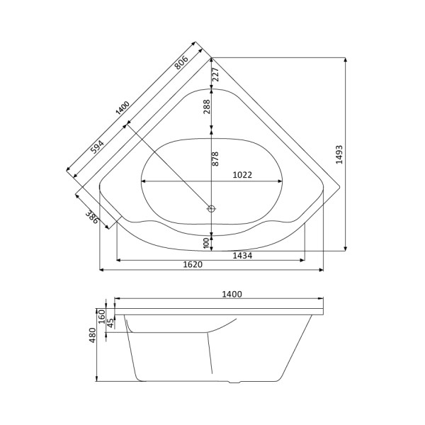 Ванна акриловая Santek Melville 140*140 (1WH302402) Ванна акриловая Santek Melville 140*140 (1WH302402)