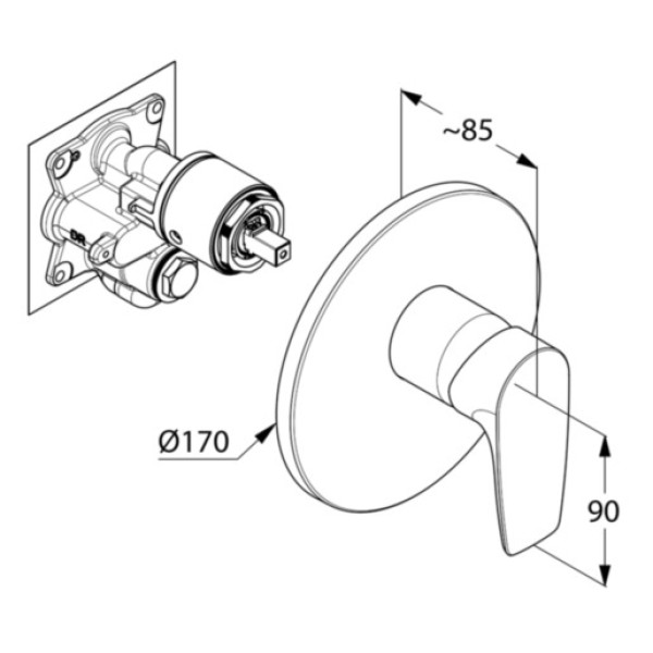Смеситель для душа Kludi Pure&Solid хром, внешняя часть (346550575)