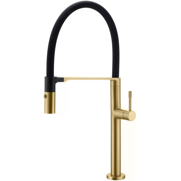 Смеситель для кухни Boheme Kitchen Золотой с гибким изливом (114-MG) Смеситель для кухни Boheme Kitchen Золотой с гибким изливом (114-MG)