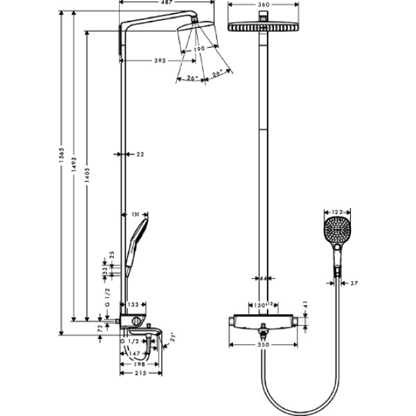 Система душевая Hansgrohe Raindance Select Showerpipe 360 (27113400)