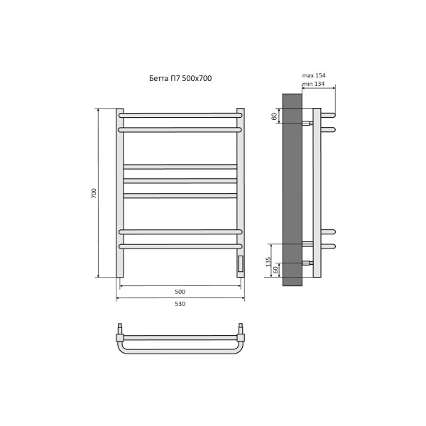 Полотенцесушитель электрический Aquatek Бетта 50х70 П7 хром R (AQ EL KRC0770CH)