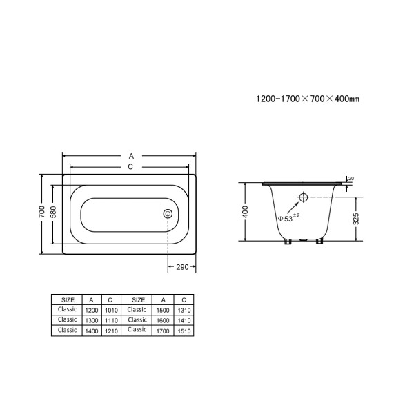 Ванна чугунная Goldman Classic 150x70x50 белая (Classic 150*70*40)