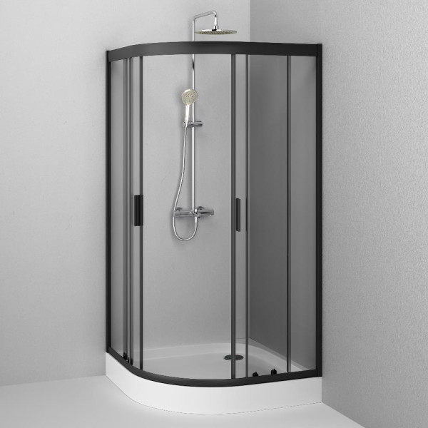 Душевой уголок AM.PM Gem 100x100x200 стекло прозрачное, профиль черный матовый (W90G-401-100BT)