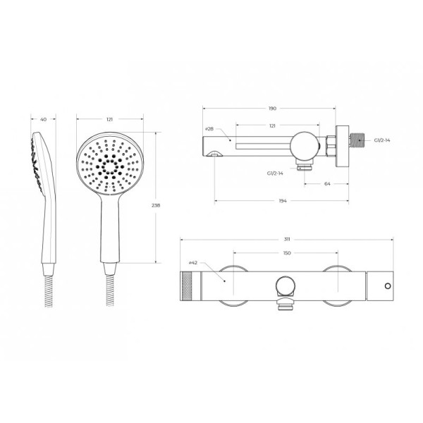 Смеситель для ванны и душа Cezares Relax сатин матовый (RELAX-VD-IN) Смеситель для ванны и душа Cezares Relax сатин матовый (RELAX-VD-IN)