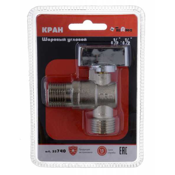 Кран угловой 1/2"*1/2" НН шаровый TeRma (33740)