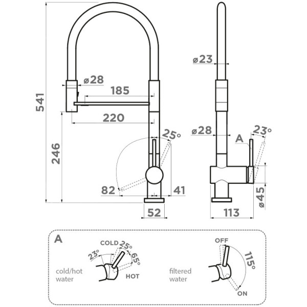 Смеситель для кухни Omoikiri Kanto-2 Plus-SB GB-BL с гибким изливом графит/черный (4994401)