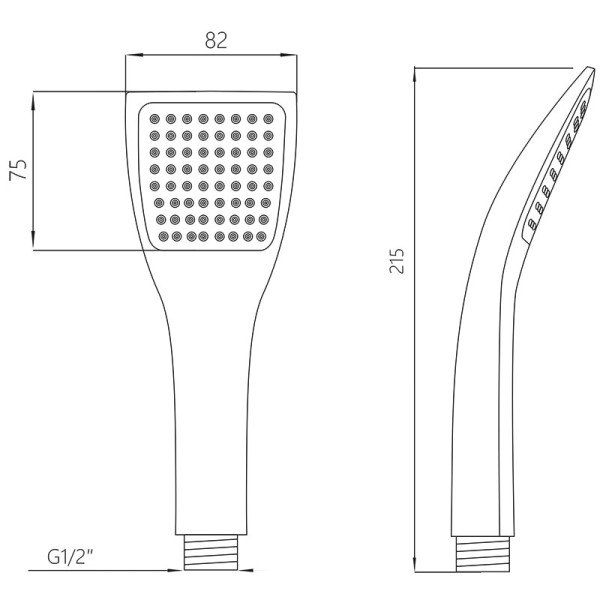 Душевая лейка Melodia 1 функция 70х70 L215 хром/серый/голуб. (MKP20596)