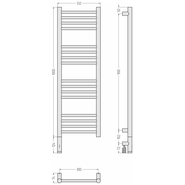 Полотенцесушитель электрический Сунержа Богема 3.1 прямая 1000x300 провод слева матовый чёрный (31-6004-1030) Полотенцесушитель электрический Сунержа Богема 3.1 прямая 1000x300 провод слева матовый чёрный (31-6004-1030)