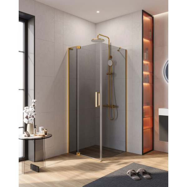Душевой уголок Cezares Slider 70x80x195 стекло тонированное (графит), профиль брашированное золото (SLIDER-AH-1-80-70/80-GRIGIO-BORO)