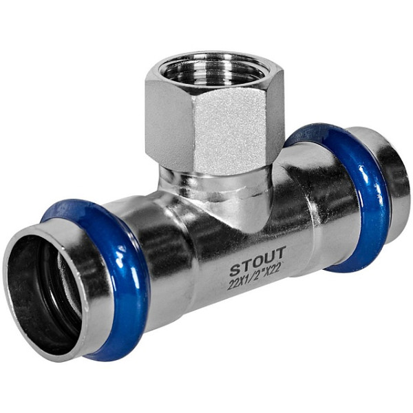 Тройник переходной 22х1/2"Вх22 Stout SSS-2015 ВПр-ВР (нерж.ст., пресс) SSS-2015-002212 Тройник переходной 22х1/2"Вх22 Stout SSS-2015 ВПр-ВР (нерж.ст., пресс) SSS-2015-002212