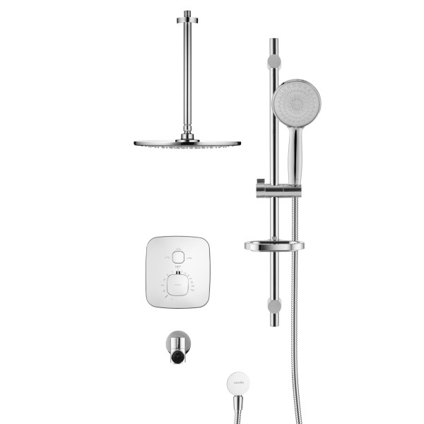 Смеситель для ванны и душа Swedbe Platta встраиваемый термостат с верхним душем и повортн.изливом хром (5561)