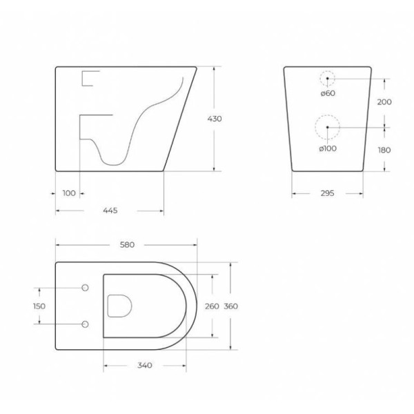 Унитаз приставной BelBagno Flay-R с сиденьем c soft close (BB1003CBR/SC)