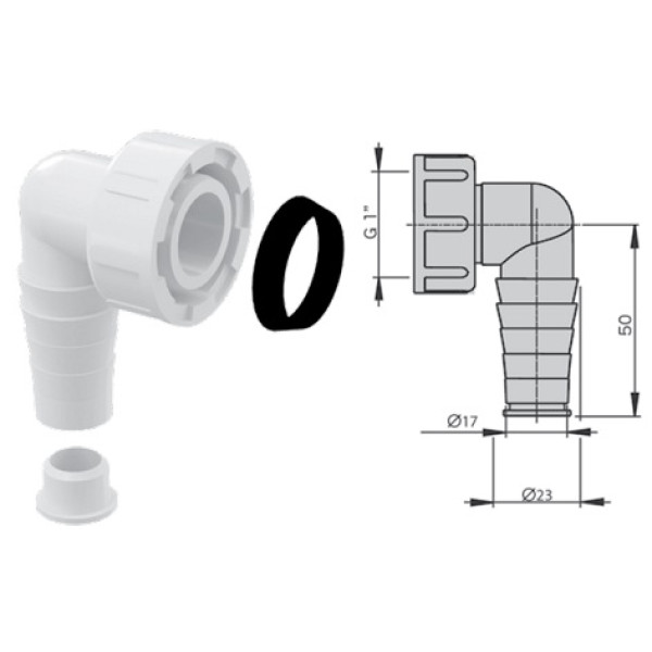 Вставка для подключения бытовой техники Miano 1 1/2" ВН с 1-м отводом (M1116) Вставка для подключения бытовой техники Miano 1 1/2" ВН с 1-м отводом (M1116)