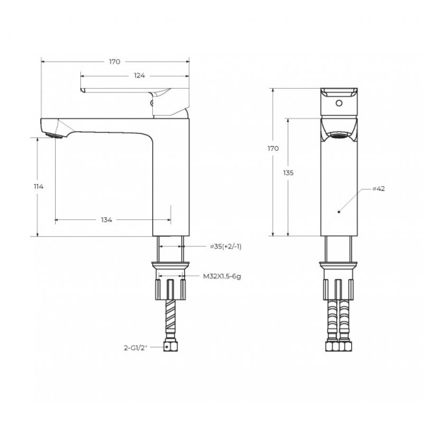 Смеситель для раковины Cezares Stylus брашированное золото матовый (STYLUS-LS-BORO)