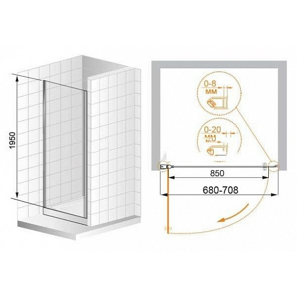 Душевая дверь Cezares Elena 70x195 стекло прозрачное (ELENA-B-1-70-C-Cr) Душевая дверь Cezares Elena 70x195 стекло прозрачное (ELENA-B-1-70-C-Cr)