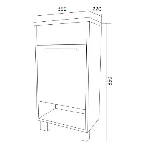 Тумба напольная 1Marka Lira 390*220*850 с раковиной, дуб сонома (У85923)