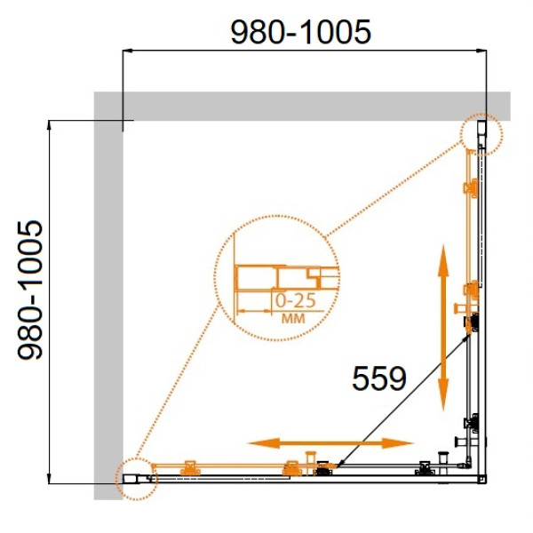 Душевой уголок Cezares Molveno 100x100x195 стекло матовое, профиль хром (MOLVENO-A-2-100-P-Cr)