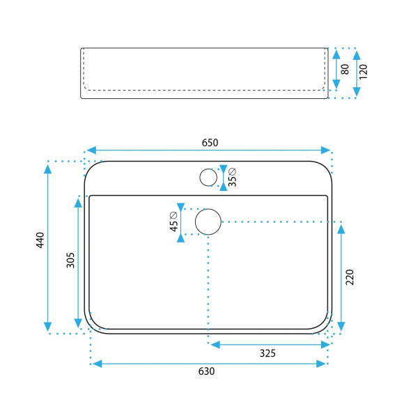 Раковина врезная REA Verona 65x44x0 белая (REA-U3325)