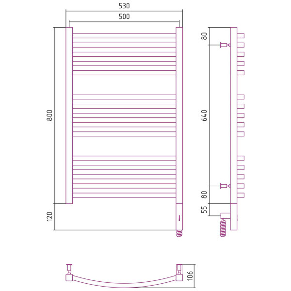 Полотенцесушитель электрический Сунержа Аркус 3.0 800x500 МЭМ правый, белый (12-5705-8050)